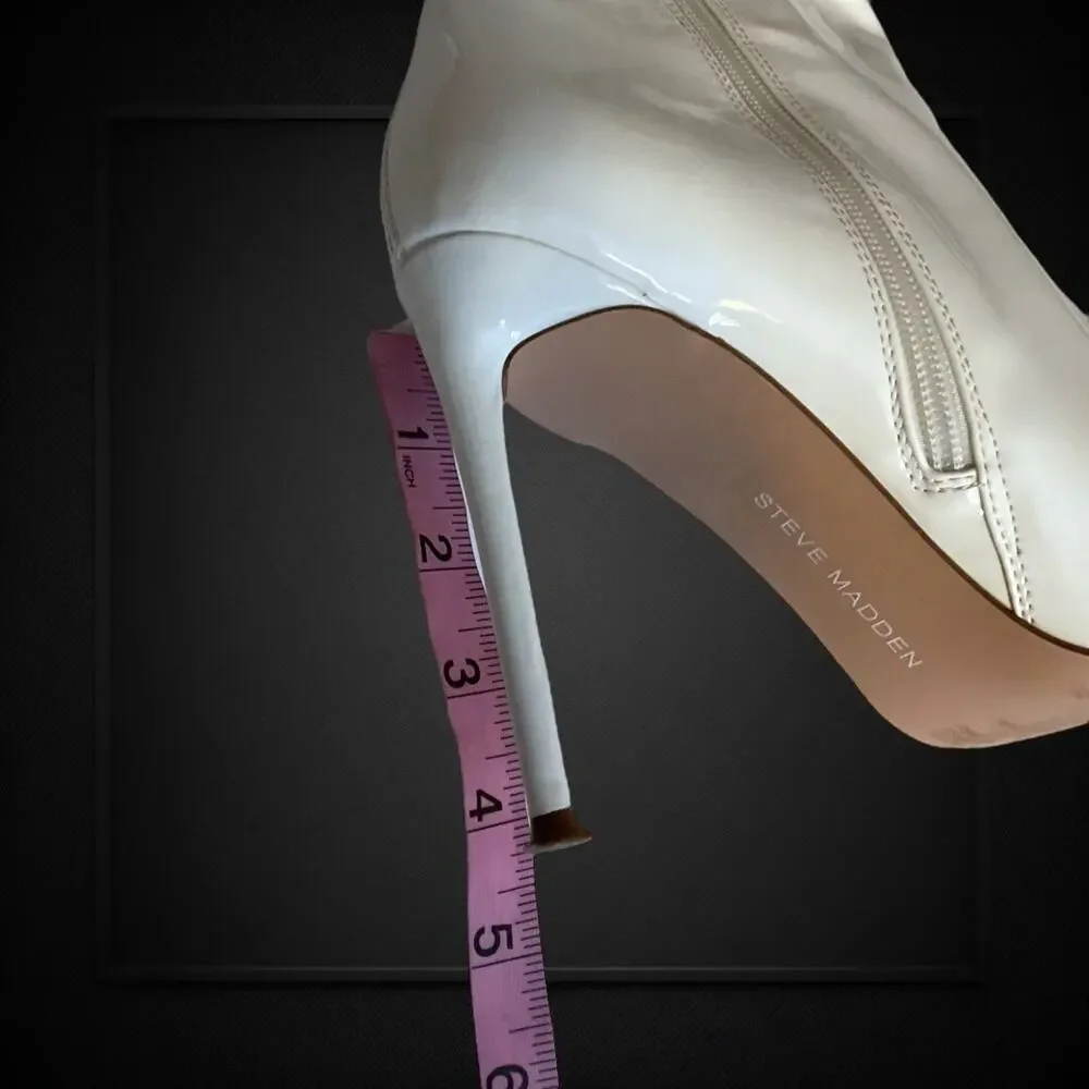 Steve Madden Women’s SZ‎ 7.5M White Patent Stiletto High Heels Side Zip